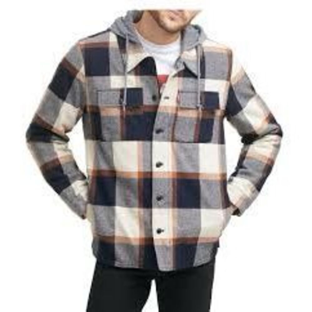 Levi’s Plaid Sherpa Lined Hoodie Jacket Shacket Sz 4X Full Zip Button